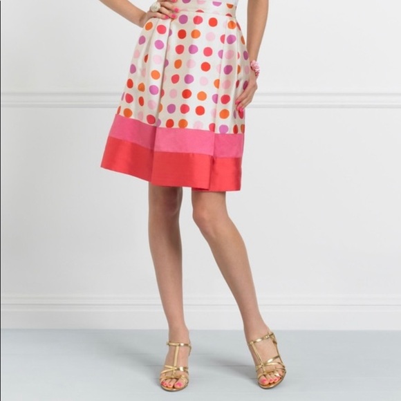 kate spade Dresses & Skirts - NWOT Kate Spade Pink Cream Silk Polka Dot Skirt 2